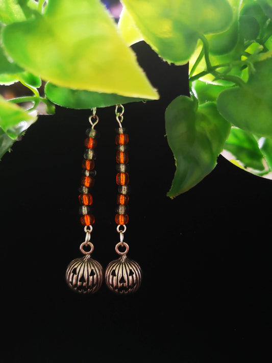 Skeleton and Pumpkin Halloween earrings