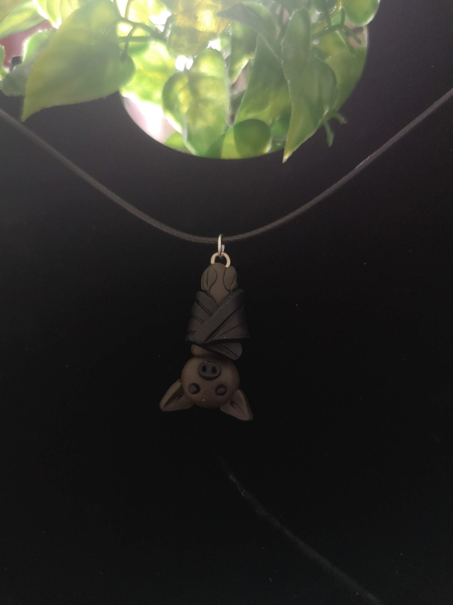 Clay bat necklace