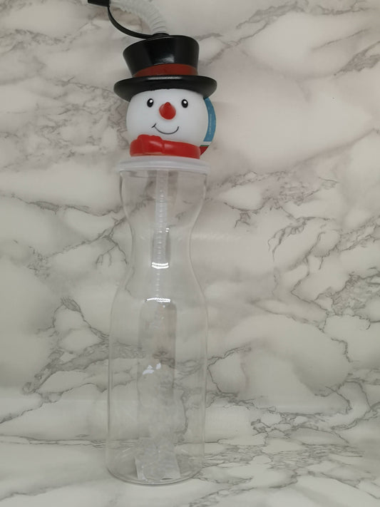 Snowman drinks bottle